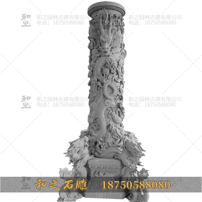 石雕龙柱价格因素和寓意- 龙柱- 和之石雕