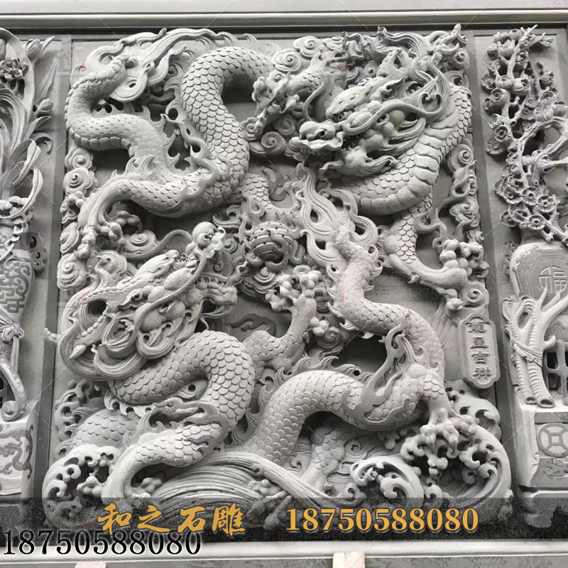 青石浮雕龙璧