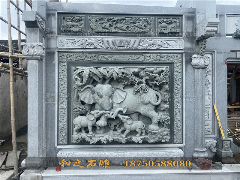 大象浮雕璧堵石